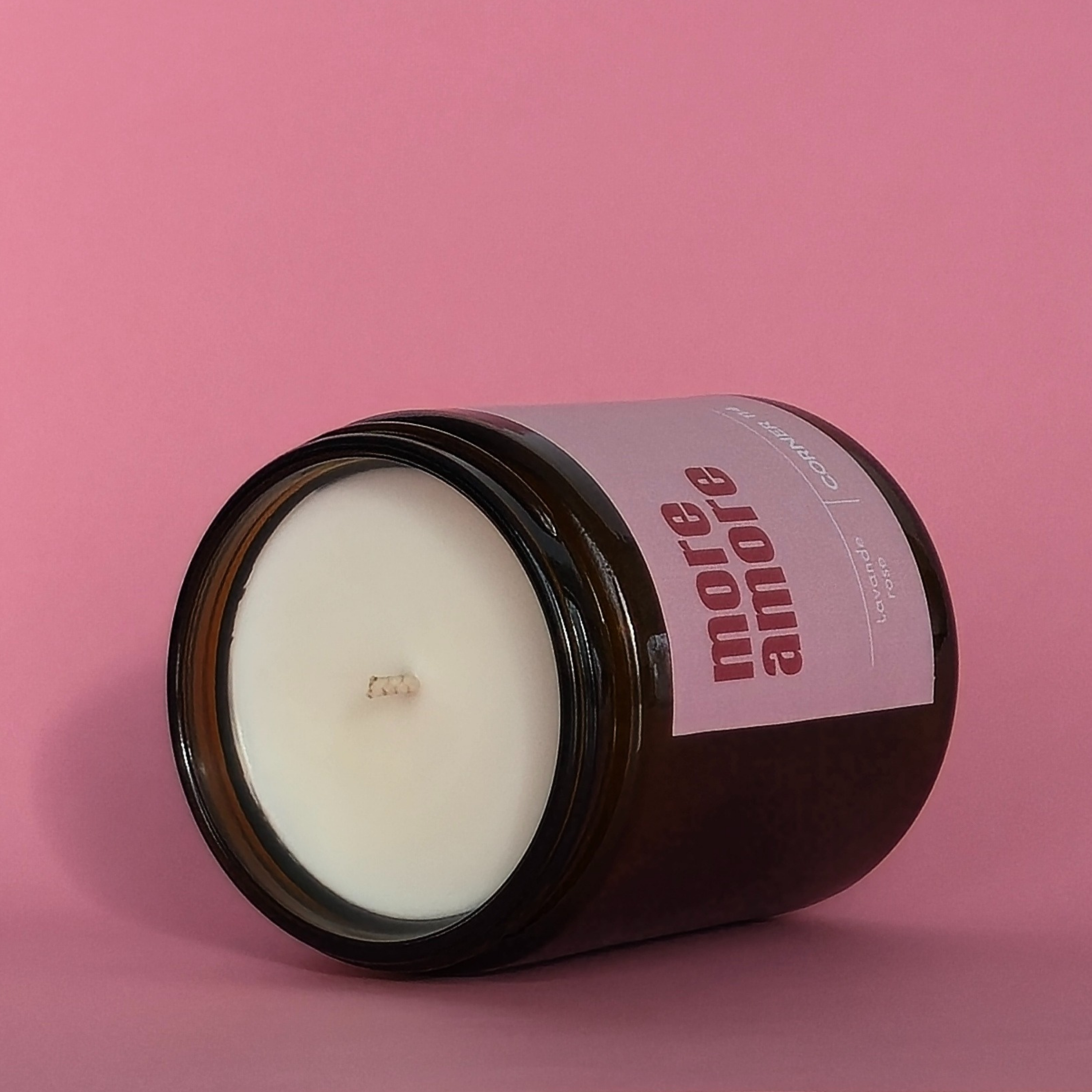 Bougie "More Amore" Cire naturelle · Lavande Rose