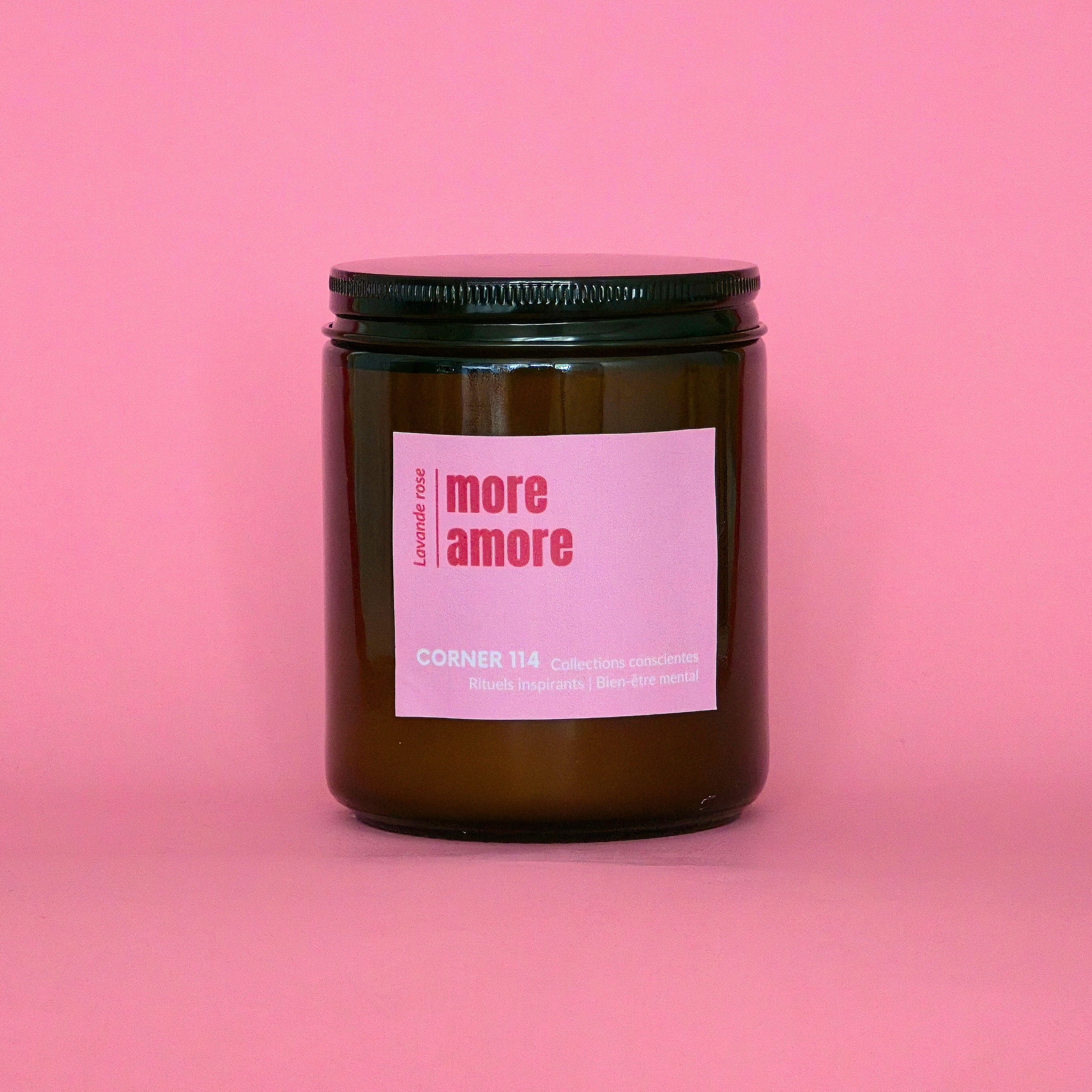 Bougie "More Amore" Cire naturelle · Lavande Rose