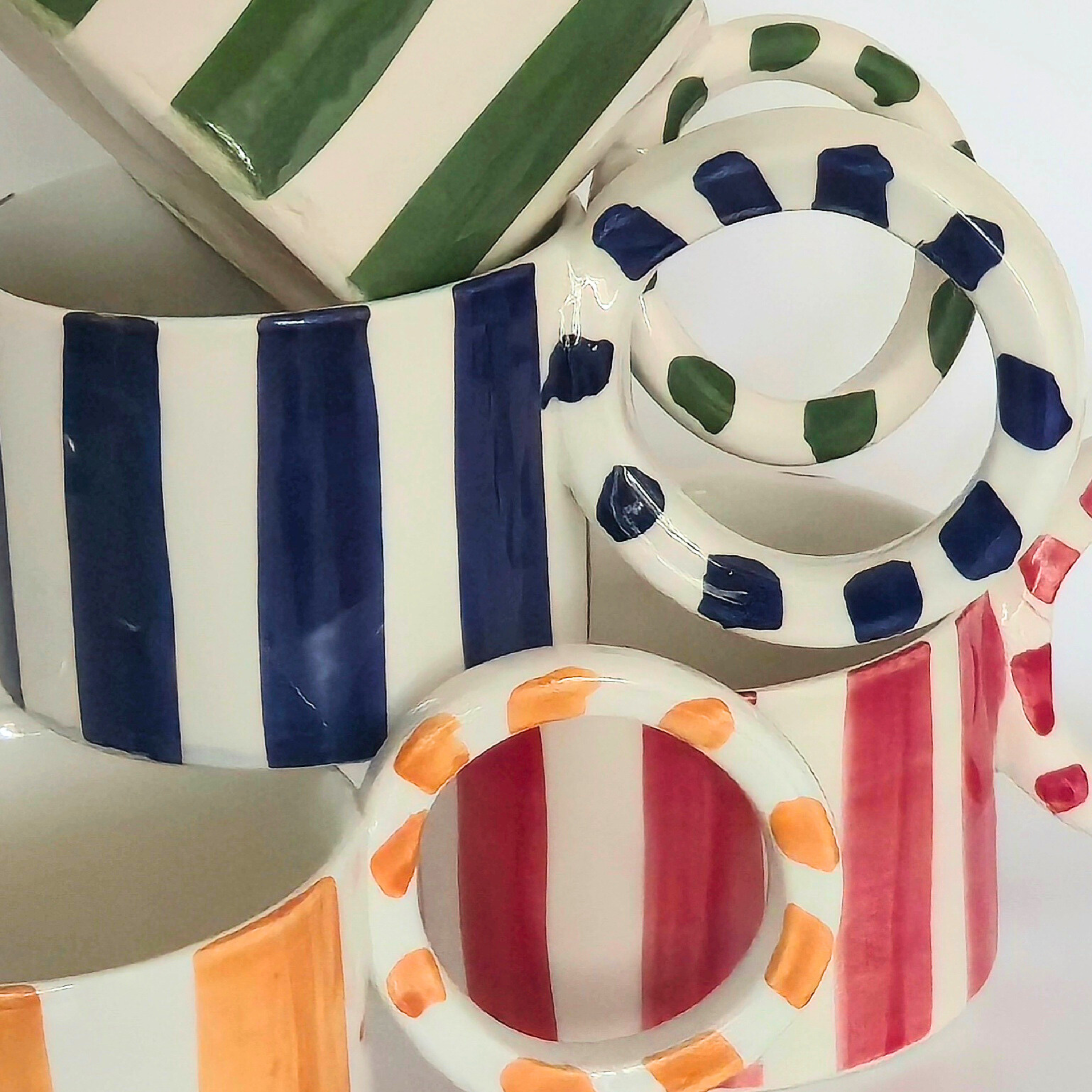 Tasse céramique · Rayée vert et blanc