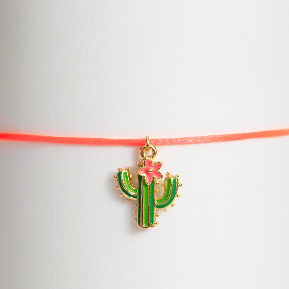 Bracelet breloque Cactus "La vie est un cactus"