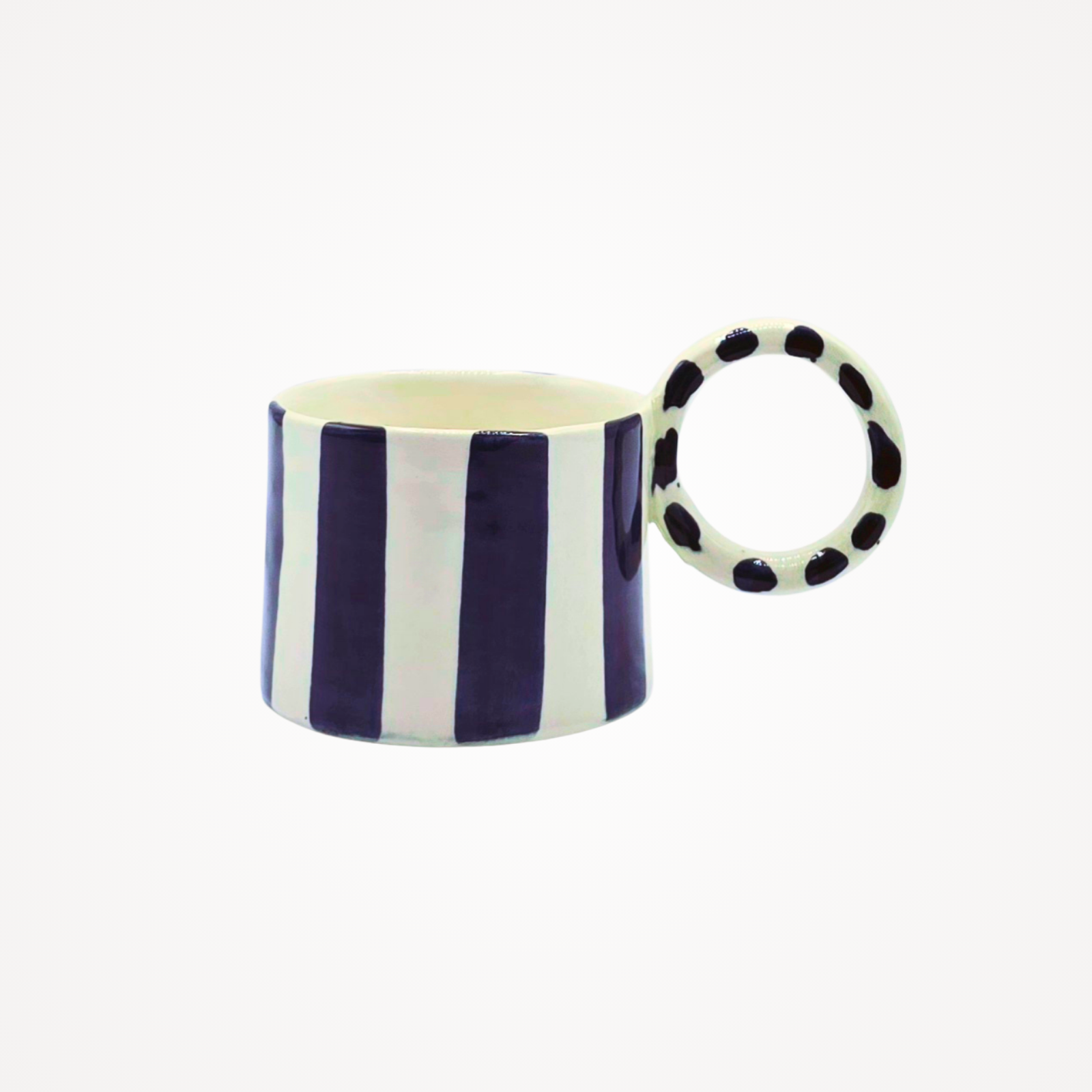 Tasse céramique · Rayée bleue et blanc