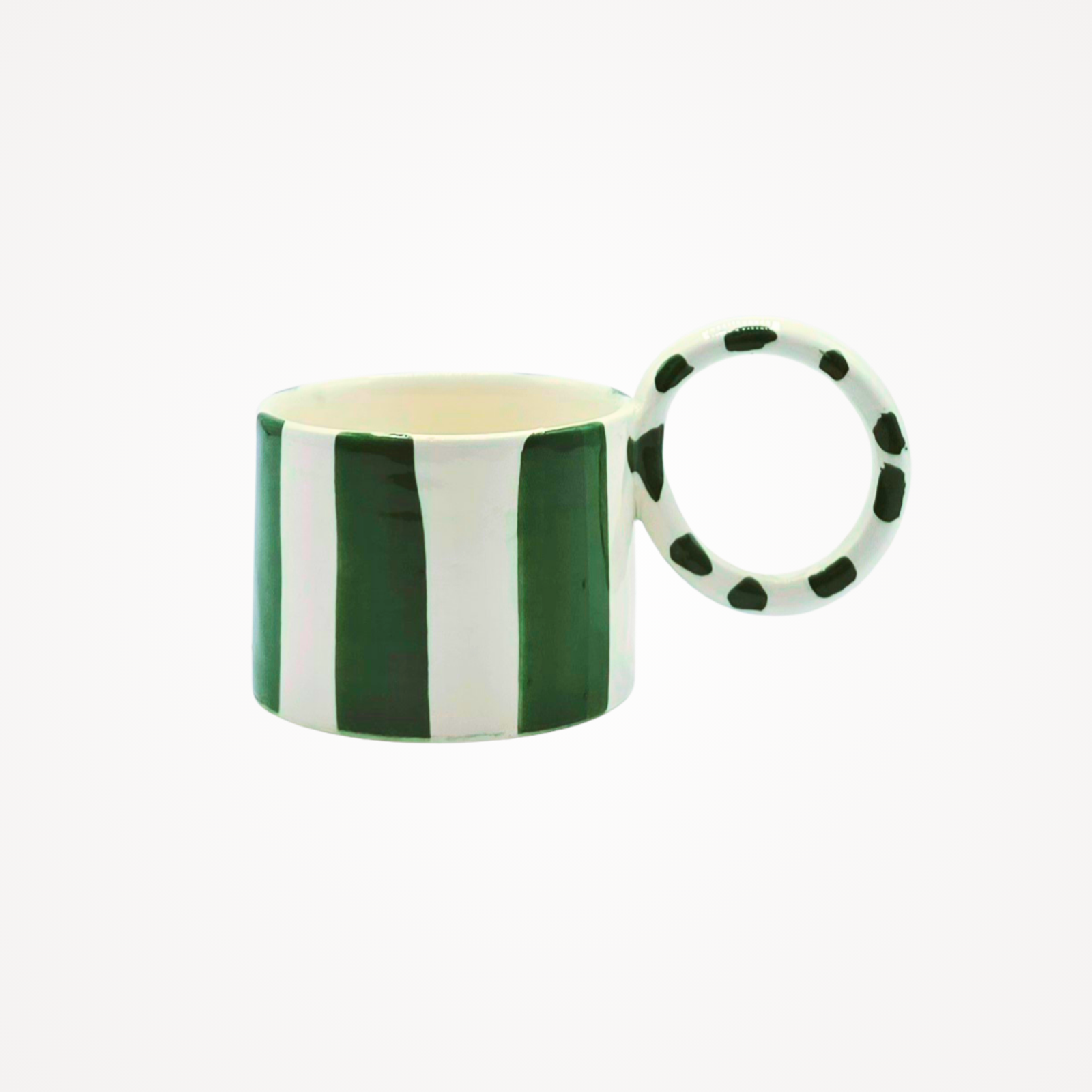 Tasse céramique · Rayée vert et blanc