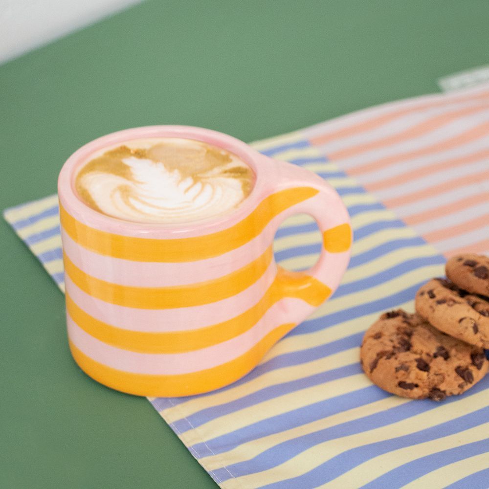 Tasse XL · Rayée Rose & Orange