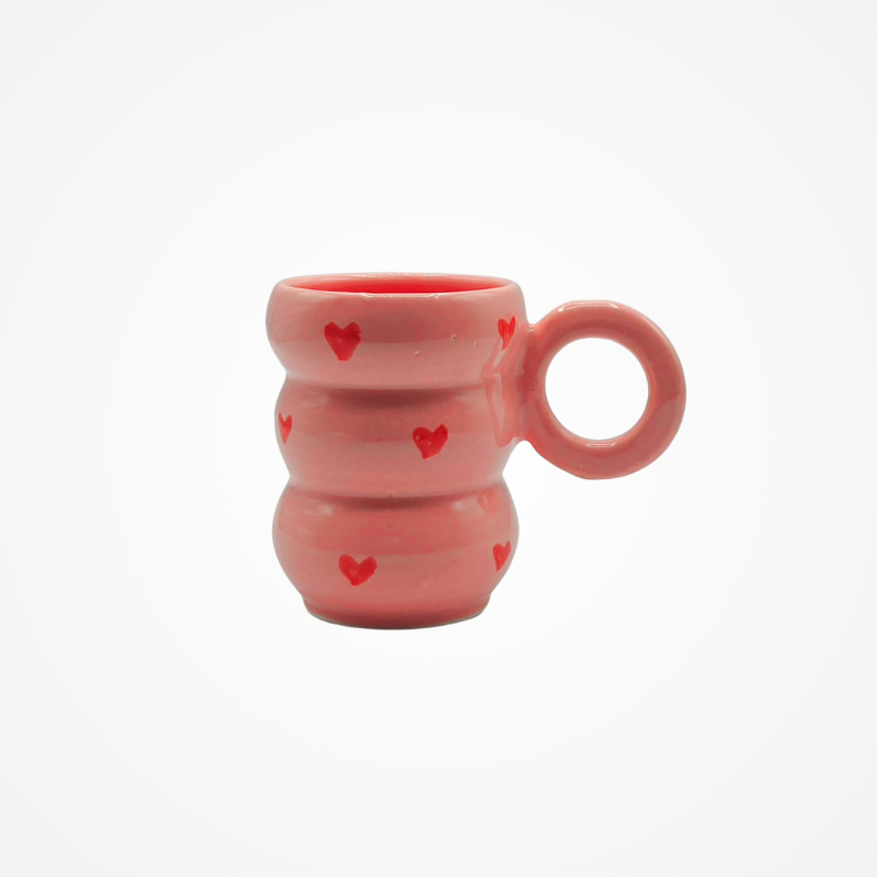 Mug céramique · Rose & cœurs